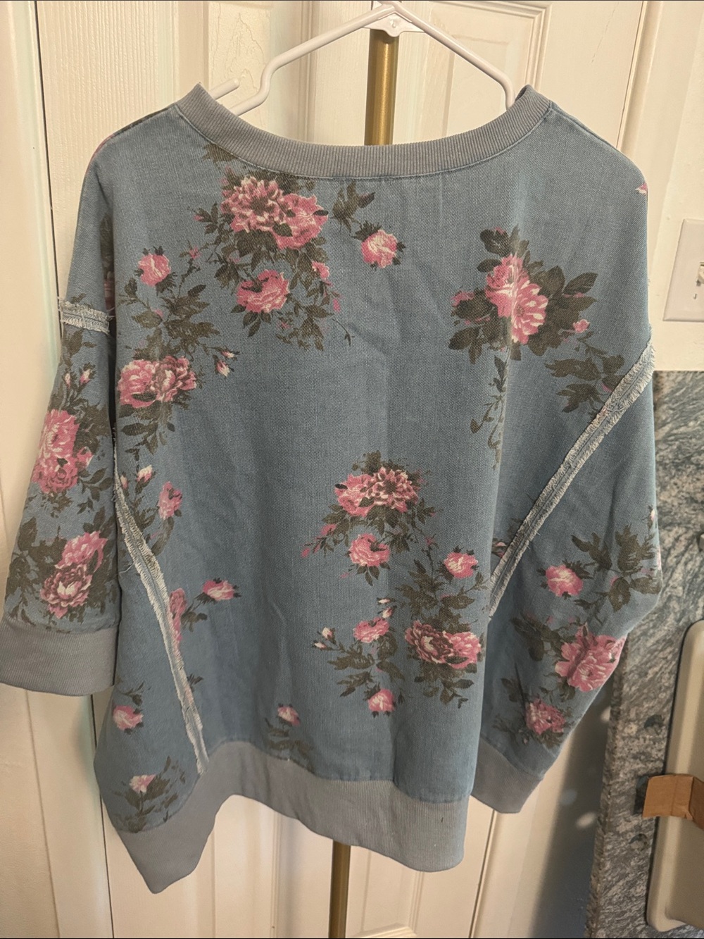 BiBi floral print denim top XL - Picture 6 of 6